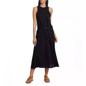 Rag & Bone Rower Belted Midi Dress NEW with Tags Black Color Size Large Ladies